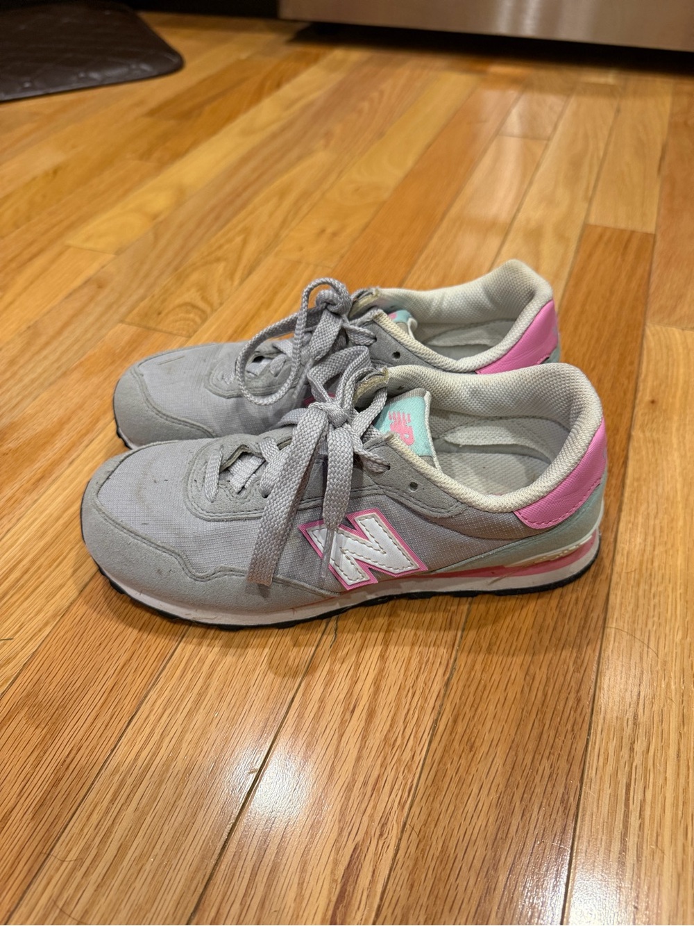 New Balance Kids Gray and Pink Sneakers